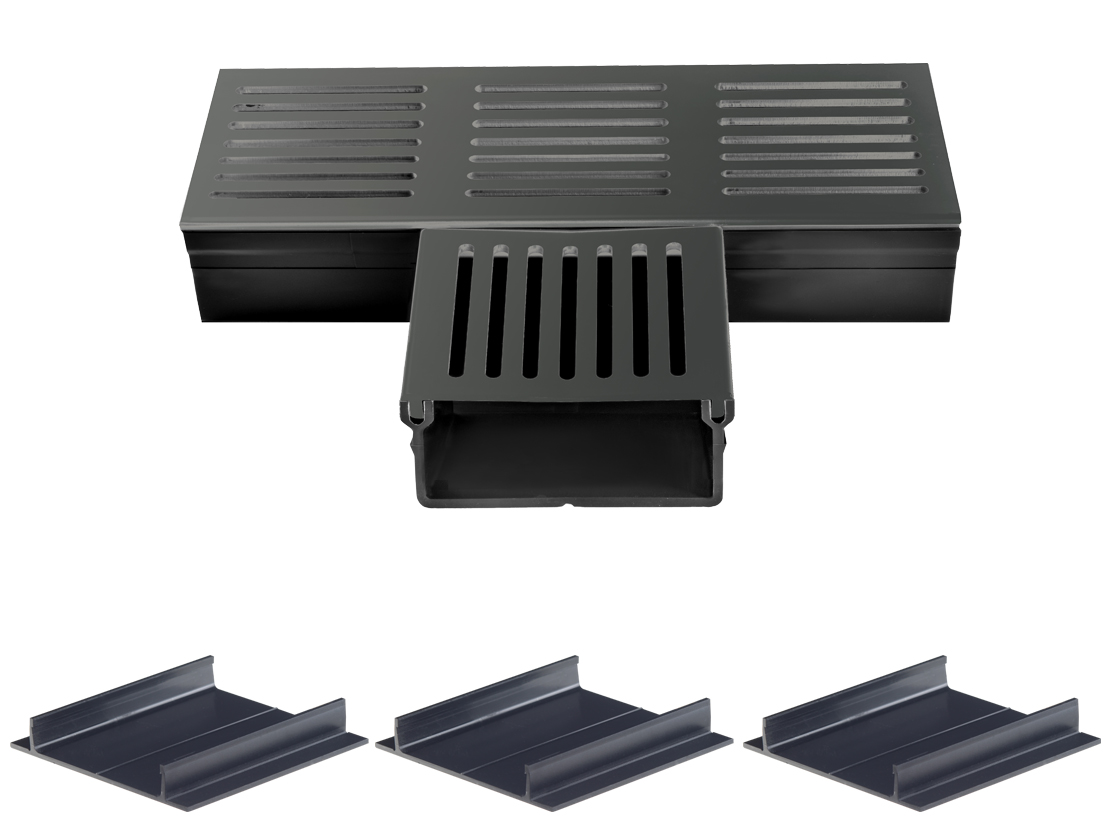 Kit Caniveau à Fente S'lon 6 Mètres Type 20 (H108 Mm) Noir – Drainage Discret Et Résistant B125