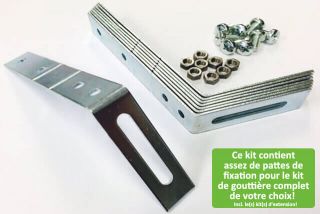 Ce kit contient assez de pattes de fixation pour le kit de gouttière (PVC) complet de votre choix! Incl. le(s) kit(s) d’extension!