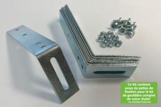 Ce kit contient assez de pattes de fixation pour le kit de gouttière (zinc) complet de votre choix! Incl. le(s) kit(s) d’extension!