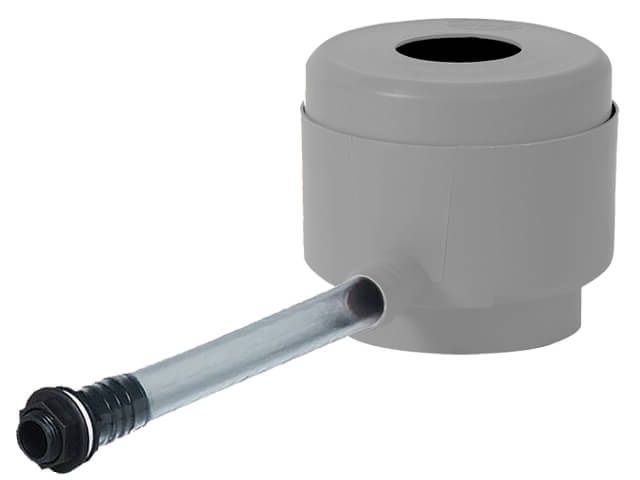 Collecteur d'eau Garantia gris complet avec raccordement pour récupérateur d'eau et tuyau.