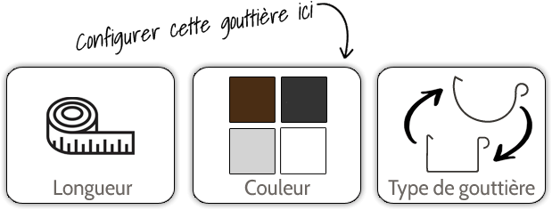 Configurer la longueur, la couleur et le type de gouttière.